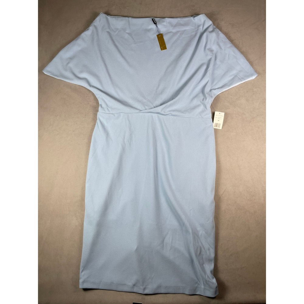 Alexia Admor Halogen Blue Draped Boatneck Sheath Dress 1X NWT D3342PLS